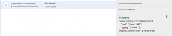 Chrome Management Console with EveryonePrint HCP Extension Policy Settings