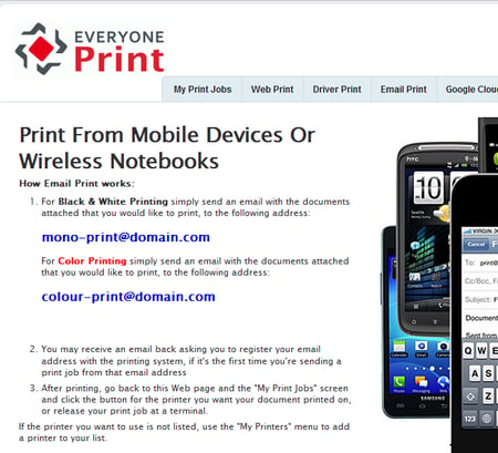 EveryonePrint Instructions for Email Printing from Mobile and Wireless Devices